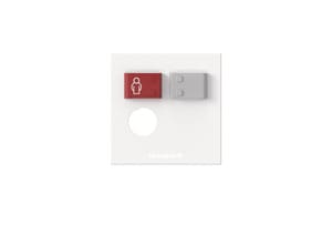 88885B3 | Plaque de propreté pour unité de lit avec prise DIN7, boutons rouge et gris